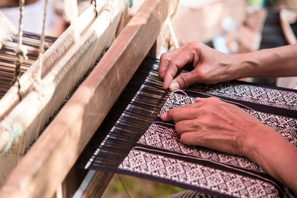 Handcrafted wooden jharokha window frame.