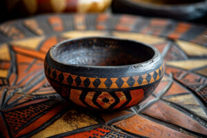 Indian potter molding clay on a traditional wheel