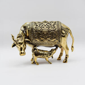 Divine Presence: Golden Cow Statue for Peace and Prosperity