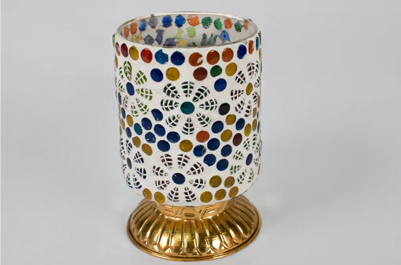 Multicolor Mosaic Candle Holder on Tanutra