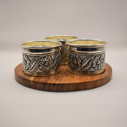 3 Silver cup set with Wooden Tray Images-1